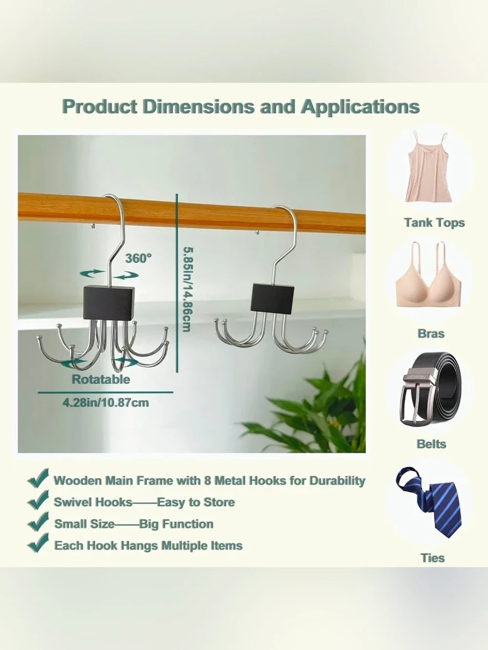 Multi-Hook Rotating Closet Hanger - Black (Home Storage & Organization) BNIB